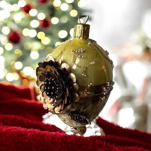 John Toole Collection Christmas Ornament Jewelry For Your Tree Yellow with Beads - Picture 1 of 11